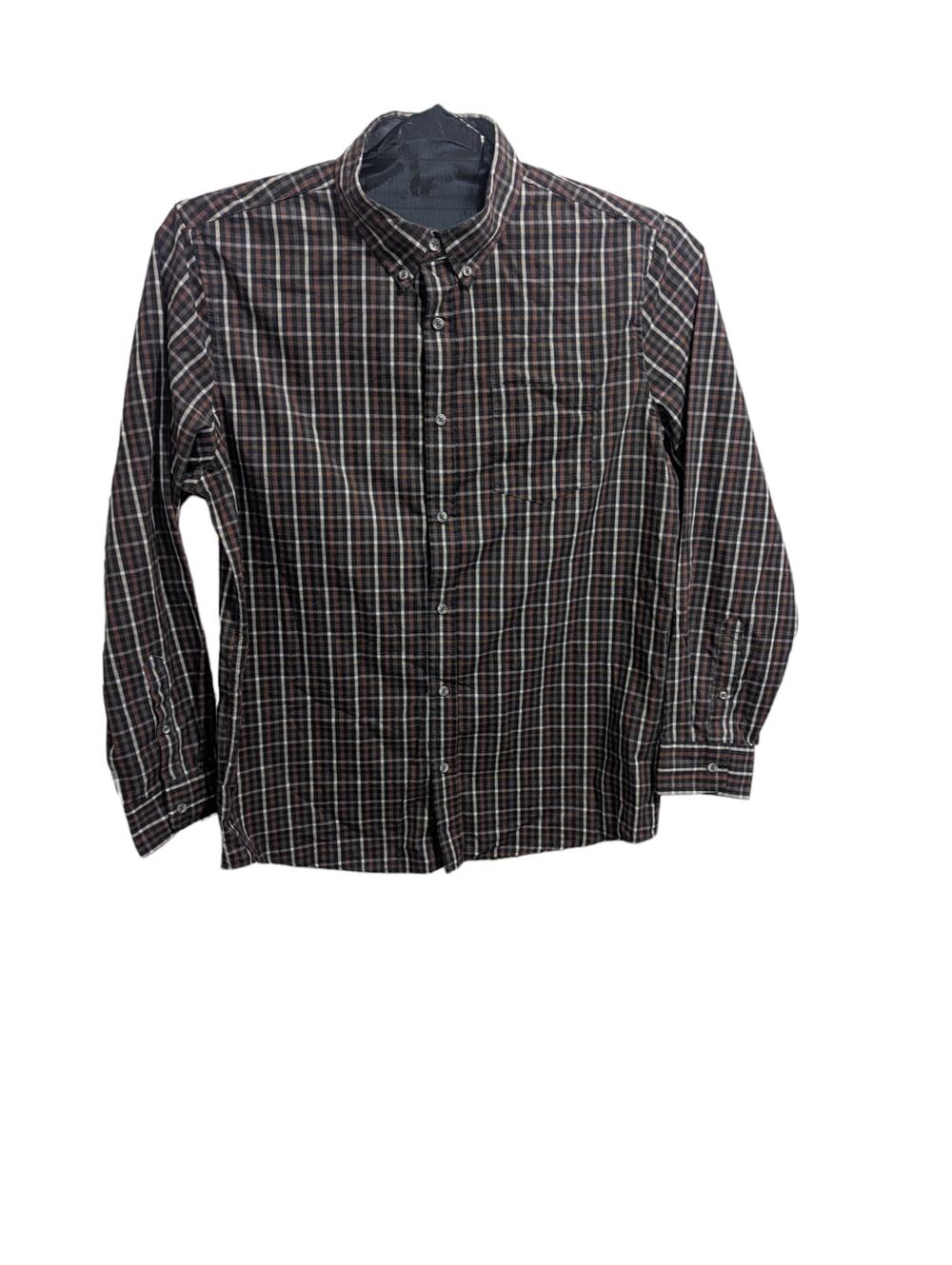 Mens Lee Regular Fit Button Up Plaid Shirt Size L Red Gray